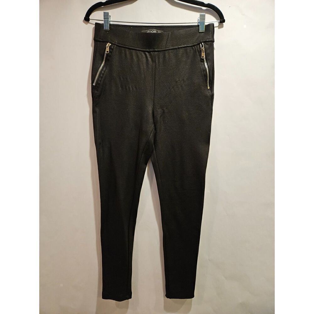 Stoosh Pleather Faux Leather Pants Black Pull On Leggings Zip Pockets Women's M